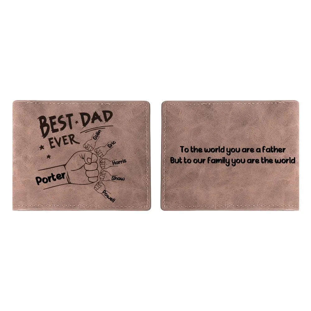 Father's Day - Best Dad Ever Fist Bump Handshake - Personalized Wallet (HJ) Leather Wallet Card Holder The Next Custom Gift