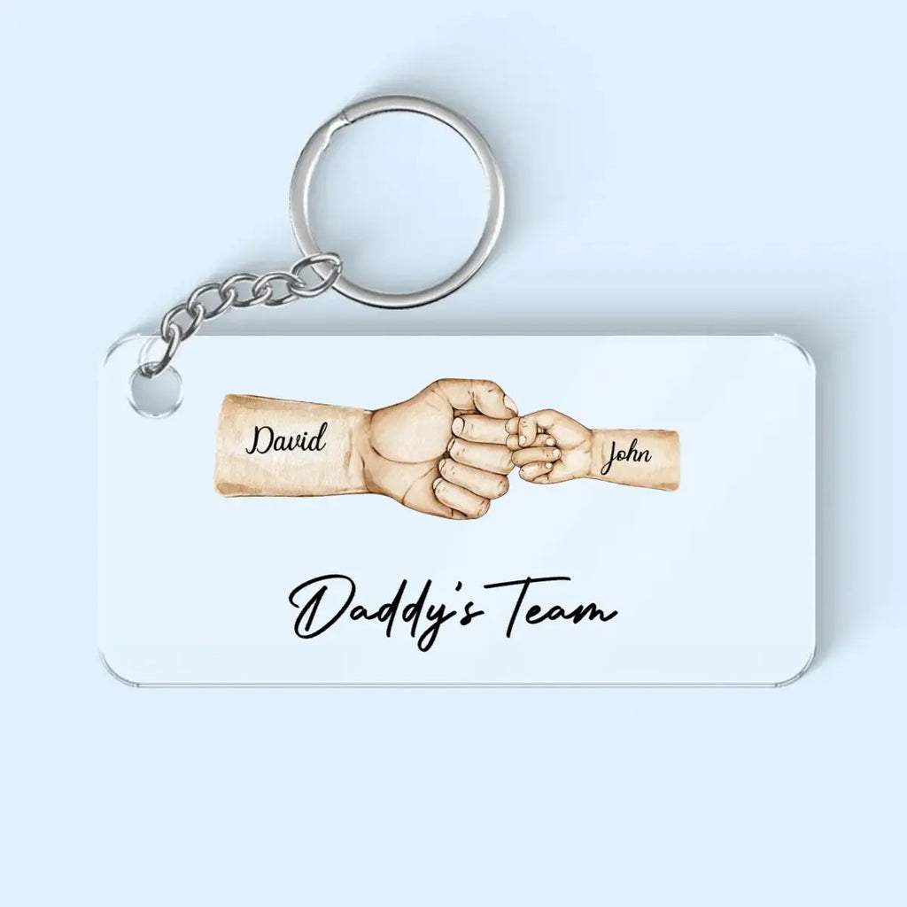 Father's Day - Daddy's Team Fist Bump - Personalized Acrylic Keychain Keychain The Next Custom Gift