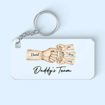 Father's Day - Daddy's Team Fist Bump - Personalized Acrylic Keychain Keychain The Next Custom Gift