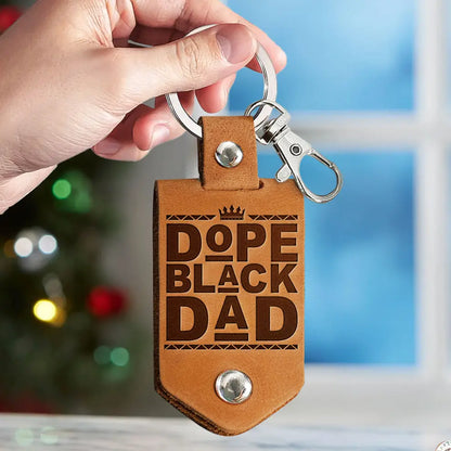 Father's Day  - Dope Black Dad Dope Dad  - Personalized Leather Photo Keychain (HB) The Next Custom Gift