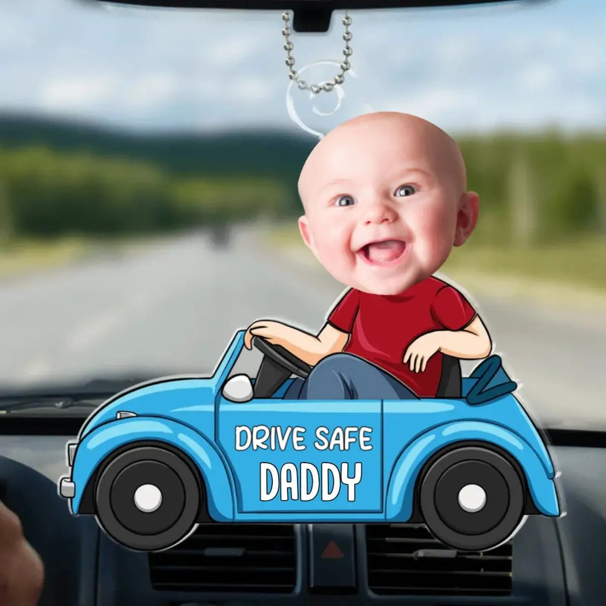 Father's Day - Driver Safe Daddy A Baby Makes Love Stronger - Personalized Car Ornament