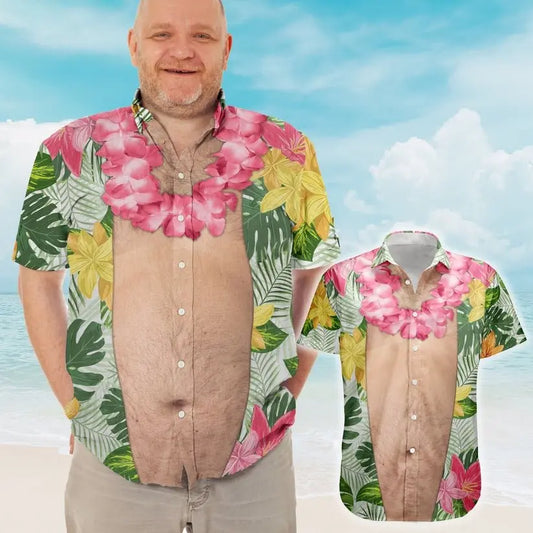 Father's Day - Funny Big Belly Aloha With Tropical Flowers - Personalized Hawaiian Shirt Hawaiian Shirt The Next Custom Gift