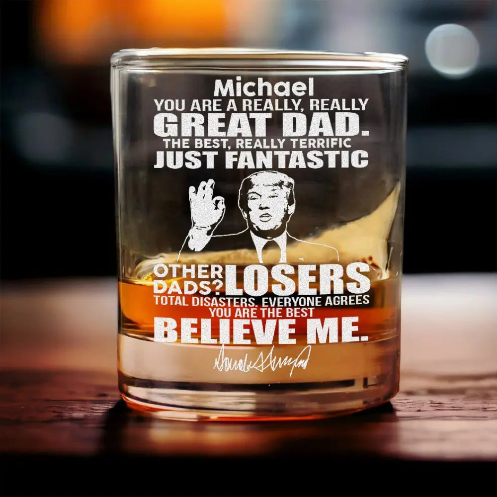 Father's Day - Great Grandpa Great Dad Funny Trump - Personalized Rock Glass Rock Glass The Next Custom Gift