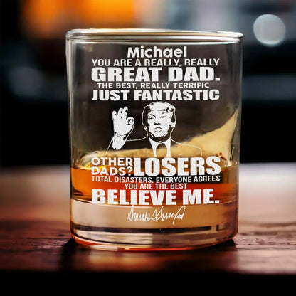 Father's Day - Great Grandpa Great Dad Funny Trump - Personalized Rock Glass Rock Glass The Next Custom Gift