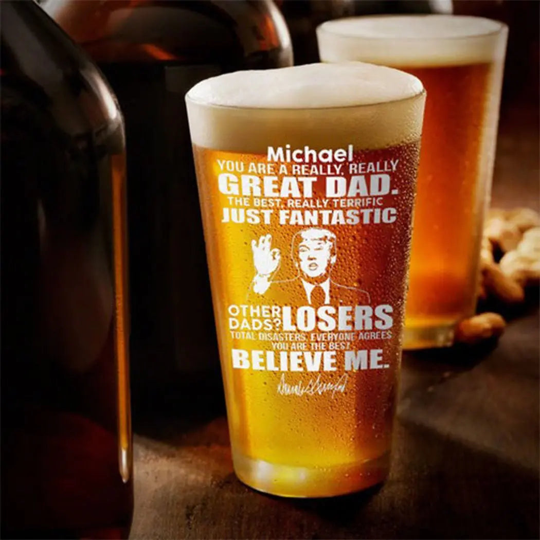 Father's Day - Great Grandpa Great Dad Trump Laser Engraved - Personalized Beer Glass Beer Glass The Next Custom Gift