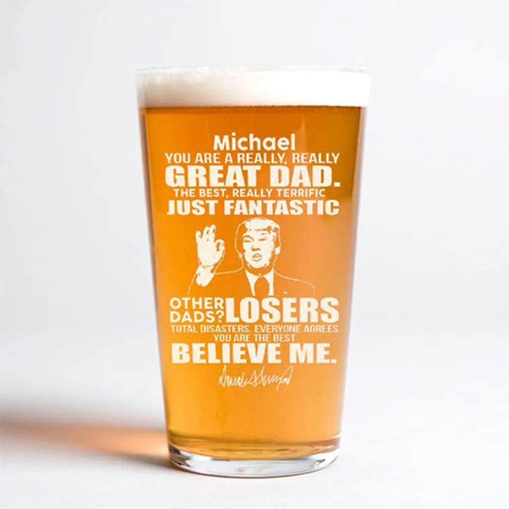 Father's Day - Great Grandpa Great Dad Trump Laser Engraved - Personalized Beer Glass Beer Glass The Next Custom Gift