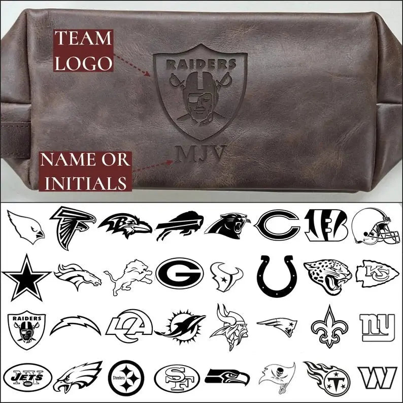 Father's Day - Leather Toiletry Bag Men's For Football Players - Personalized Leather Toiletry Bag Leather Toiletry Bag The Next Custom Gift