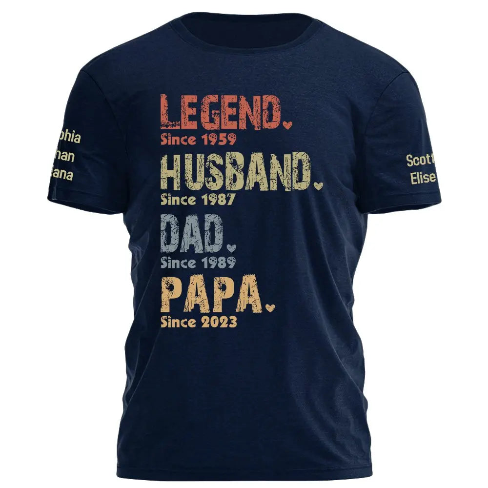 Father's Day- Legend, Husband, Dad And Papa Since - Personalized 3D T-shirt Shirts & Tops The Next Custom Gift