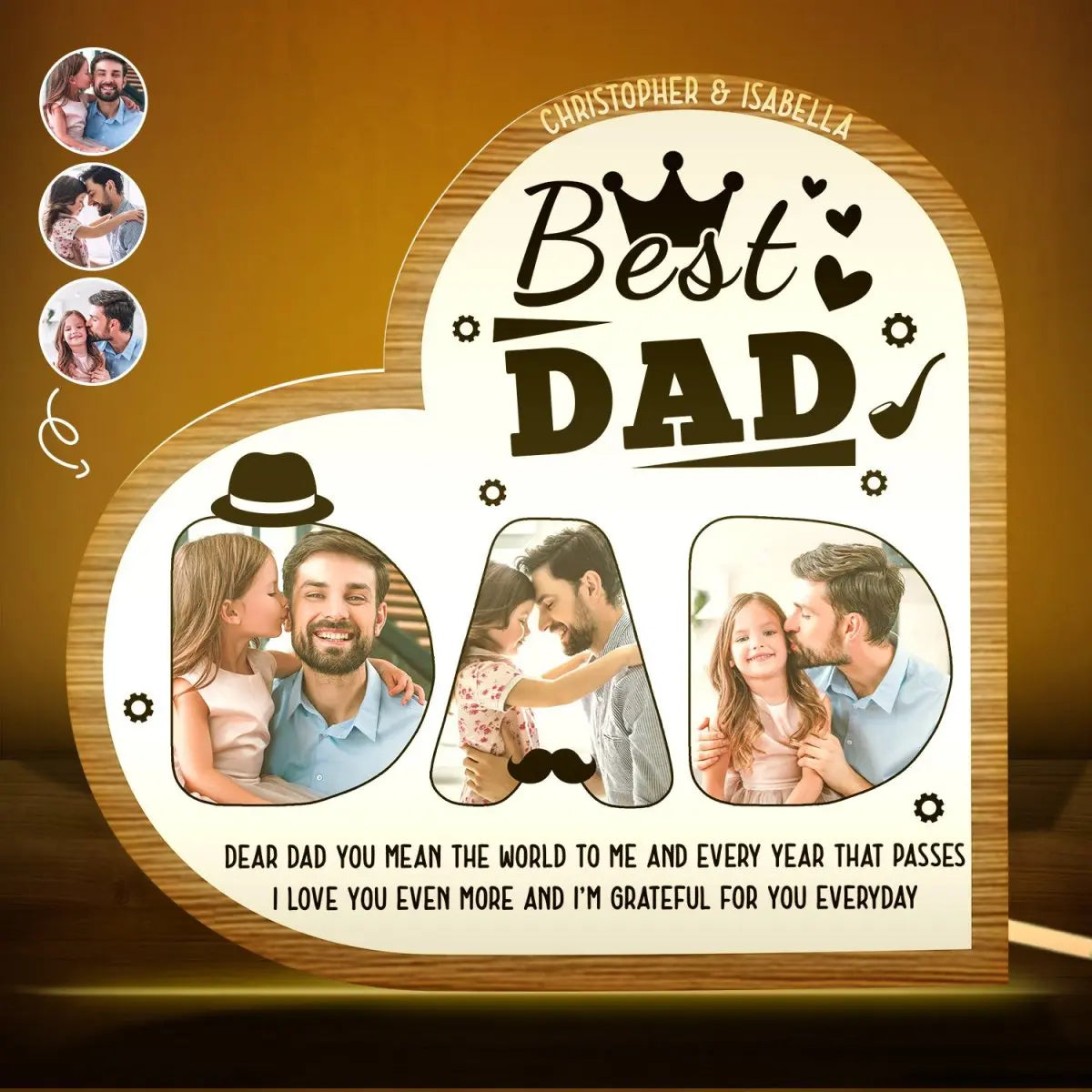 Father's Day - Our Daddy Is Our Hero - Personalized Shaped Photo Light Box Frame Light Box The Next Custom Gift