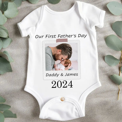 Father's Day - Our First Father's Day - Personalized Photo Matching Shirt Shirts & Tops The Next Custom Gift