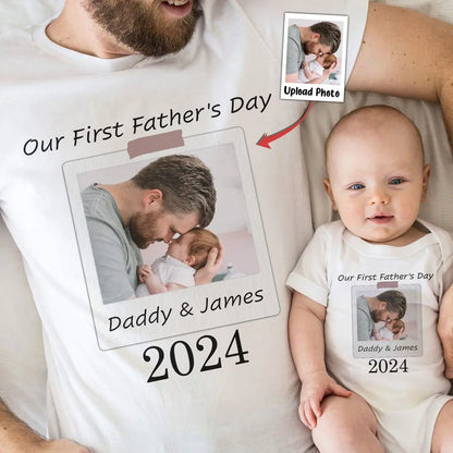 Father's Day - Our First Father's Day - Personalized Photo Matching Shirt Shirts & Tops The Next Custom Gift