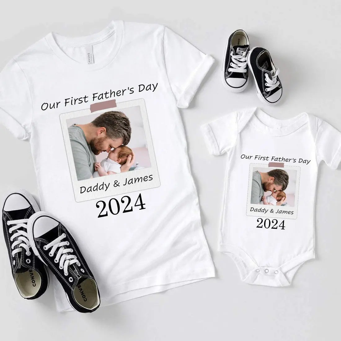 Father's Day - Our First Father's Day - Personalized Photo Matching Shirt Shirts & Tops The Next Custom Gift