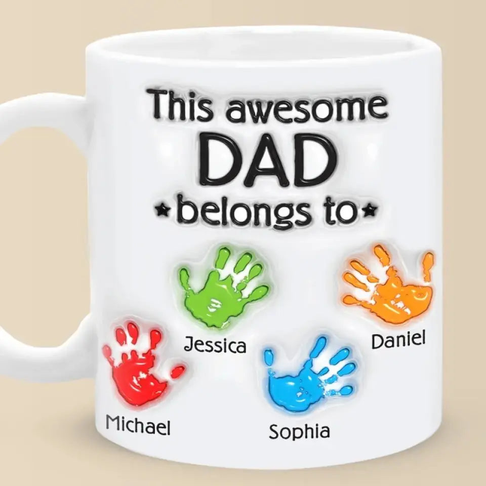 Father's Day - This Awesome Dad Belongs To - Personalized Mug accent mug The Next Custom Gift