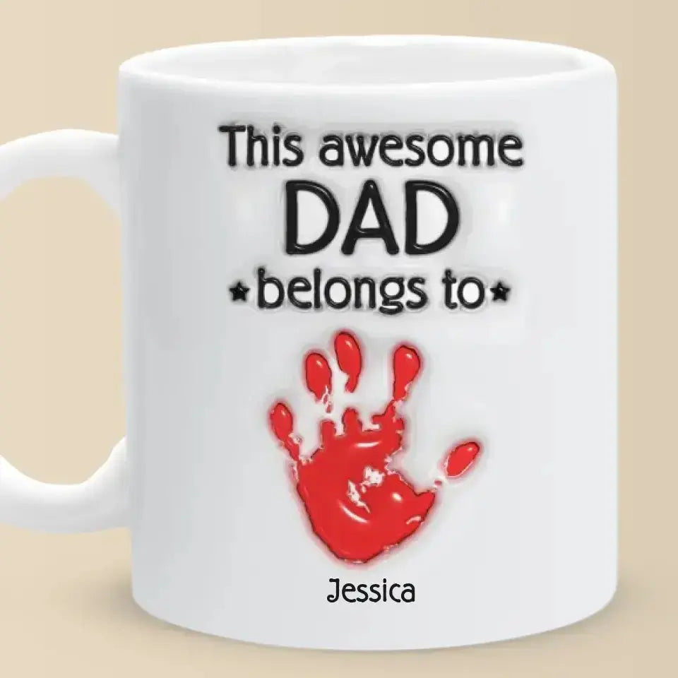 Father's Day - This Awesome Dad Belongs To - Personalized Mug accent mug The Next Custom Gift