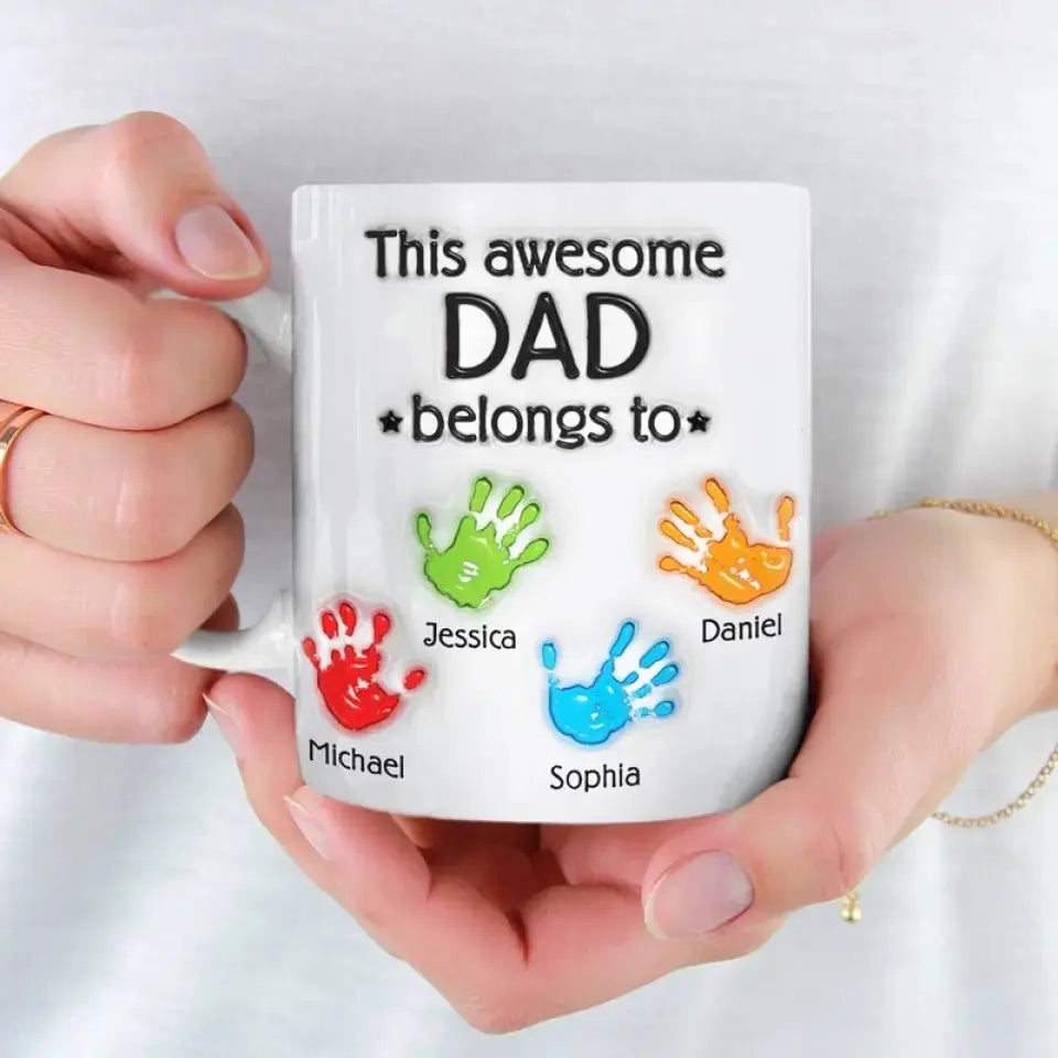 Father's Day - This Awesome Dad Belongs To - Personalized Mug accent mug The Next Custom Gift