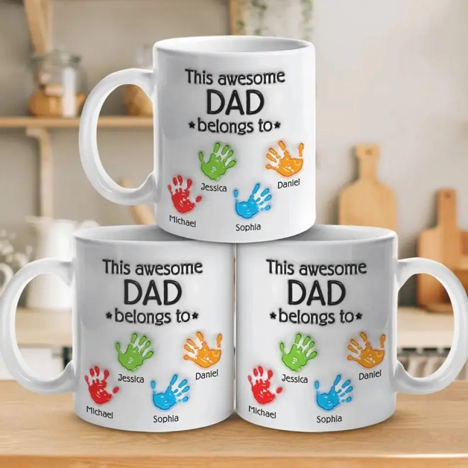 Father's Day - This Awesome Dad Belongs To - Personalized Mug accent mug The Next Custom Gift