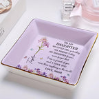Faux Pressed Birth Flower My Daughter Forever - Personalized Ring Dish