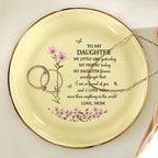 Faux Pressed Birth Flower My Daughter Forever - Personalized Ring Dish