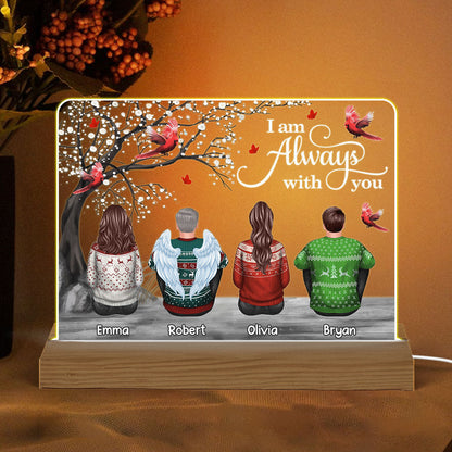 Cardinals Blossom Tree Always With You Family Memorial Remembrance Gift Christmas Personalized Custom Shape Acrylic Plaque Warm LED Night Light