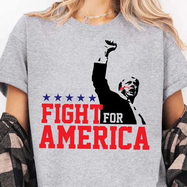 Fight For America Shirt | Trump Shot Fight Shirt | Donald Trump Shirt Bright Shirts & Tops The Next Custom Gift