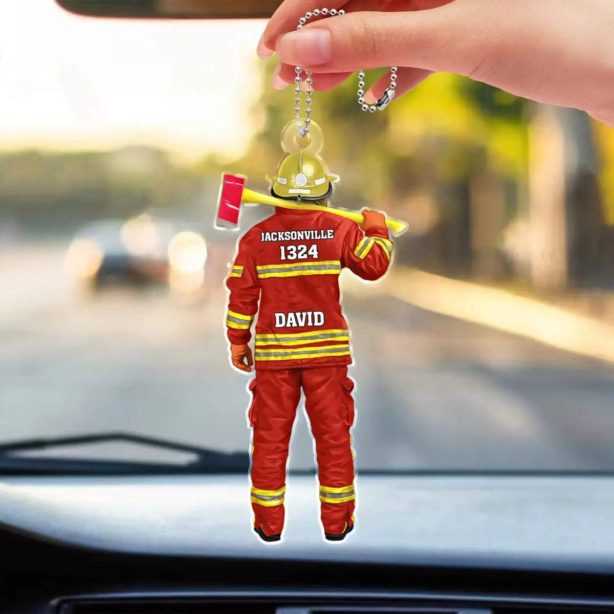Firefighter - Firefighter Uniform - Personalized Acrylic Car Hanger