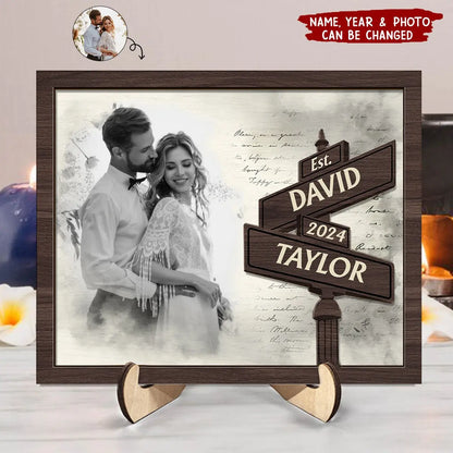 First Anniversary Couples - Personalized Photo 2-Layered Wooden Plaque With Stand Wooden Plaque The Next Custom Gift