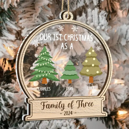 First Christmas As A Family Of Three - Personalized 2-Layered Mix Ornament Ornament The Next Custom Gift