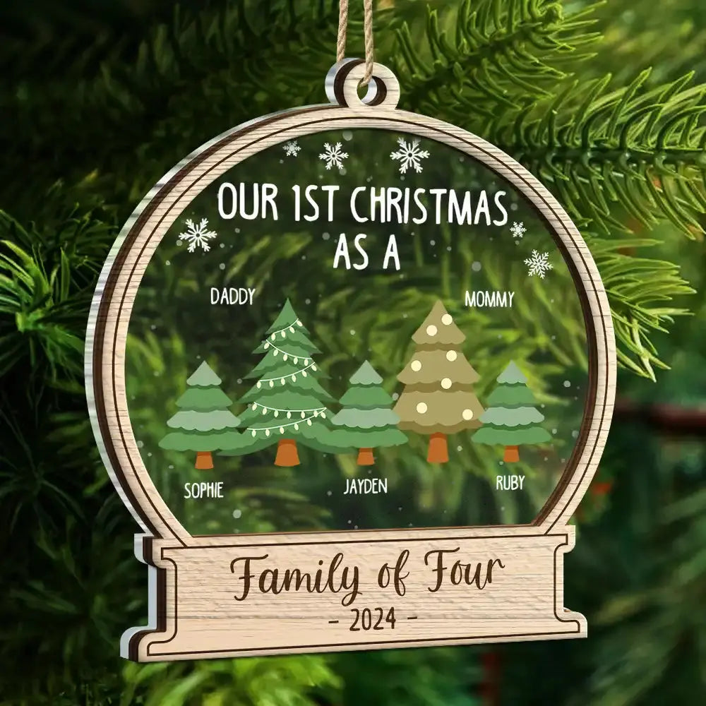 First Christmas As A Family Of Three - Personalized 2-Layered Mix Ornament Ornament The Next Custom Gift