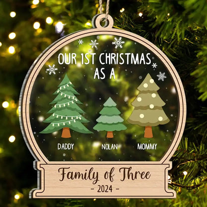 First Christmas As A Family Of Three - Personalized 2-Layered Mix Ornament Ornament The Next Custom Gift