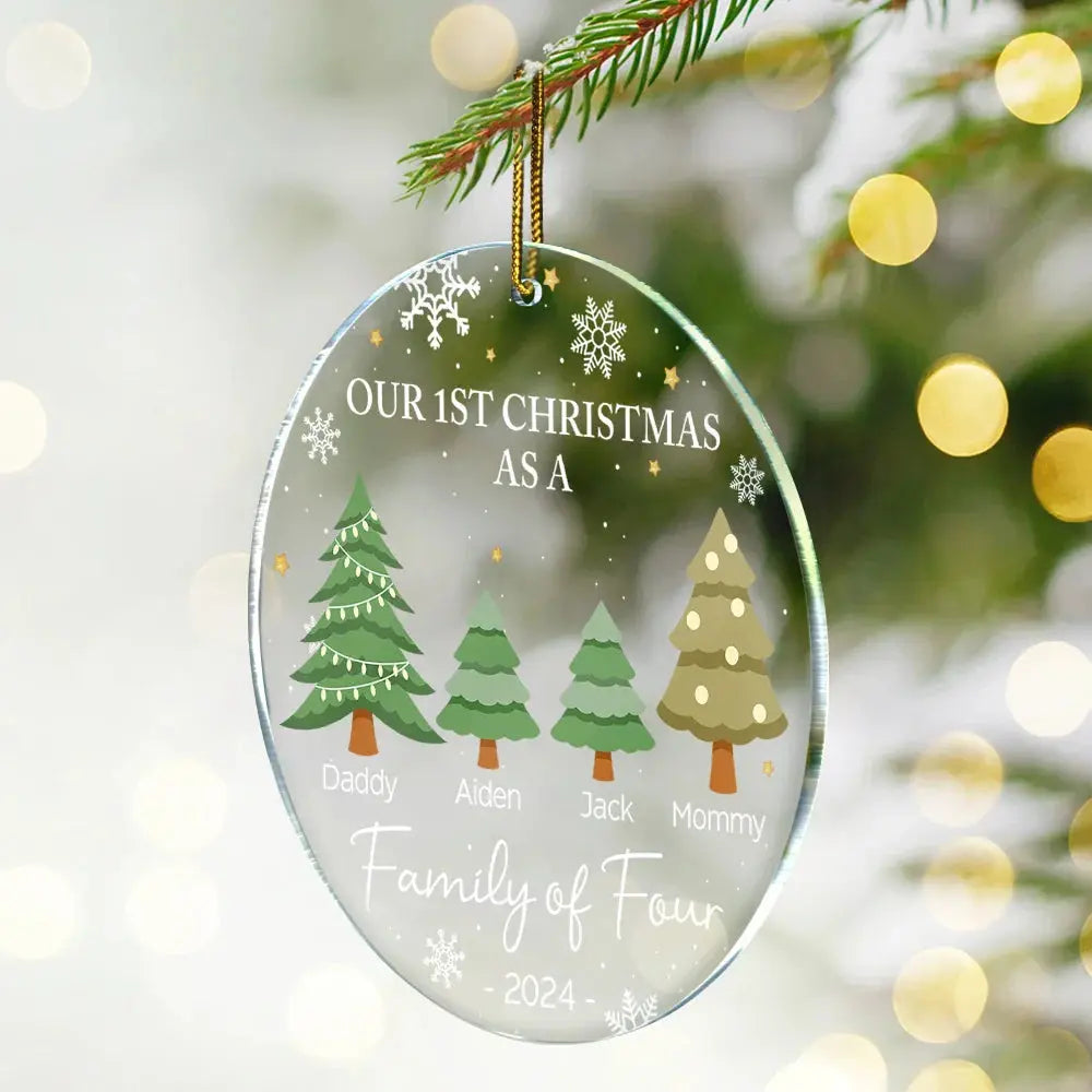 First Christmas As A Family Of Three - Personalized Circle Acrylic Ornament Ornament The Next Custom Gift