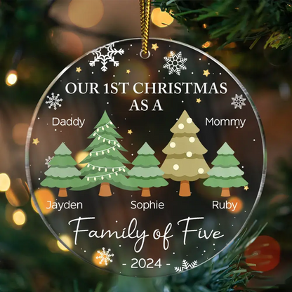 First Christmas As A Family Of Three - Personalized Circle Acrylic Ornament Ornament The Next Custom Gift