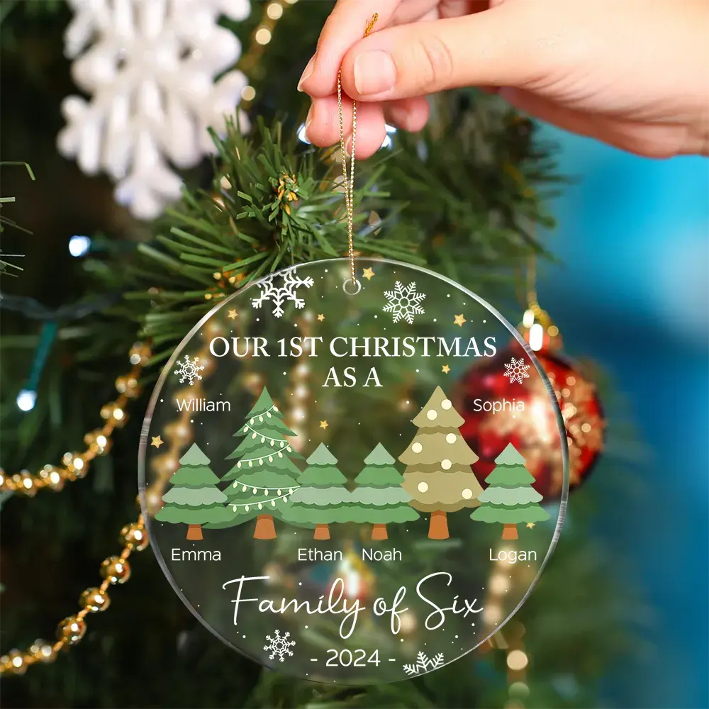 First Christmas As A Family Of Three - Personalized Circle Acrylic Ornament Ornament The Next Custom Gift