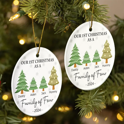 First Christmas As A Family Of Three - Personalized Circle Acrylic Ornament ornament The Next Custom Gift