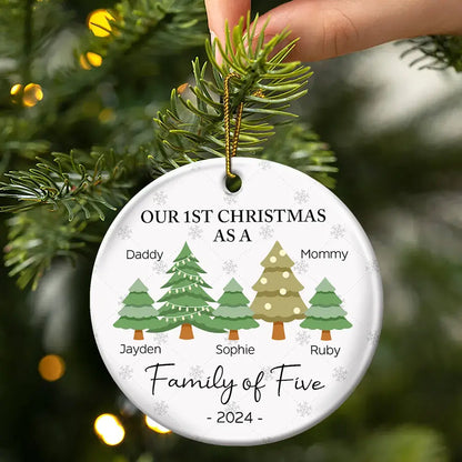 First Christmas As A Family Of Three - Personalized Circle Acrylic Ornament ornament The Next Custom Gift