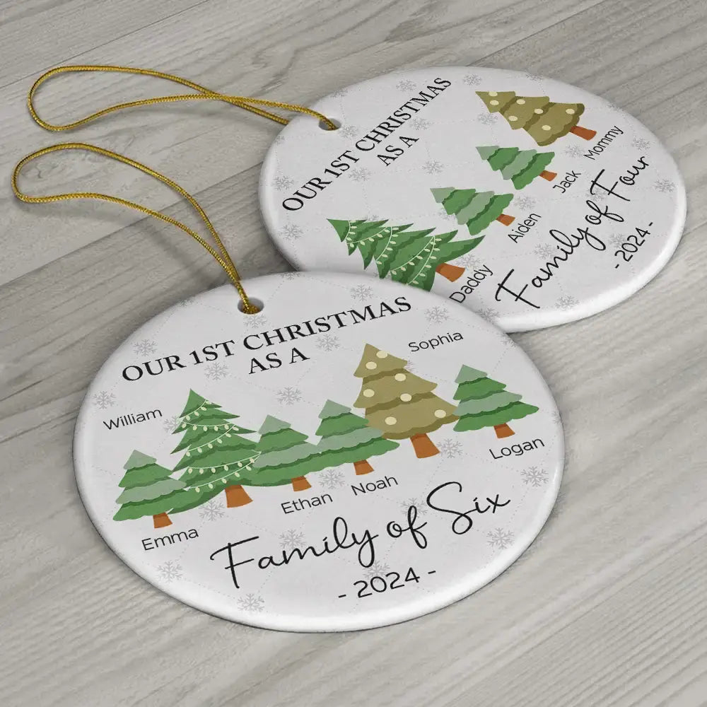 First Christmas As A Family Of Three - Personalized Circle Acrylic Ornament ornament The Next Custom Gift