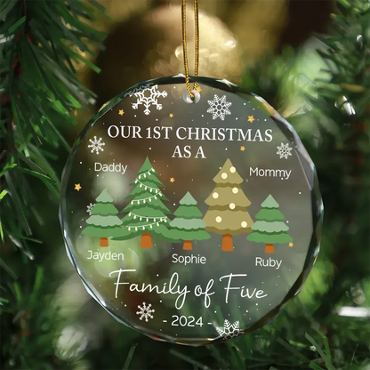 First Christmas As A Family Of Three - Personalized Circle Glass Ornament Ornament The Next Custom Gift