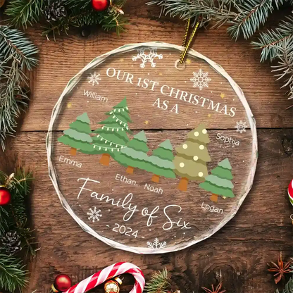 First Christmas As A Family Of Three - Personalized Circle Glass Ornament Ornament The Next Custom Gift