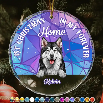 First Christmas In My Forever Home Stained Glass - Personalized Circle Acrylic Ornament Ornament The Next Custom Gift