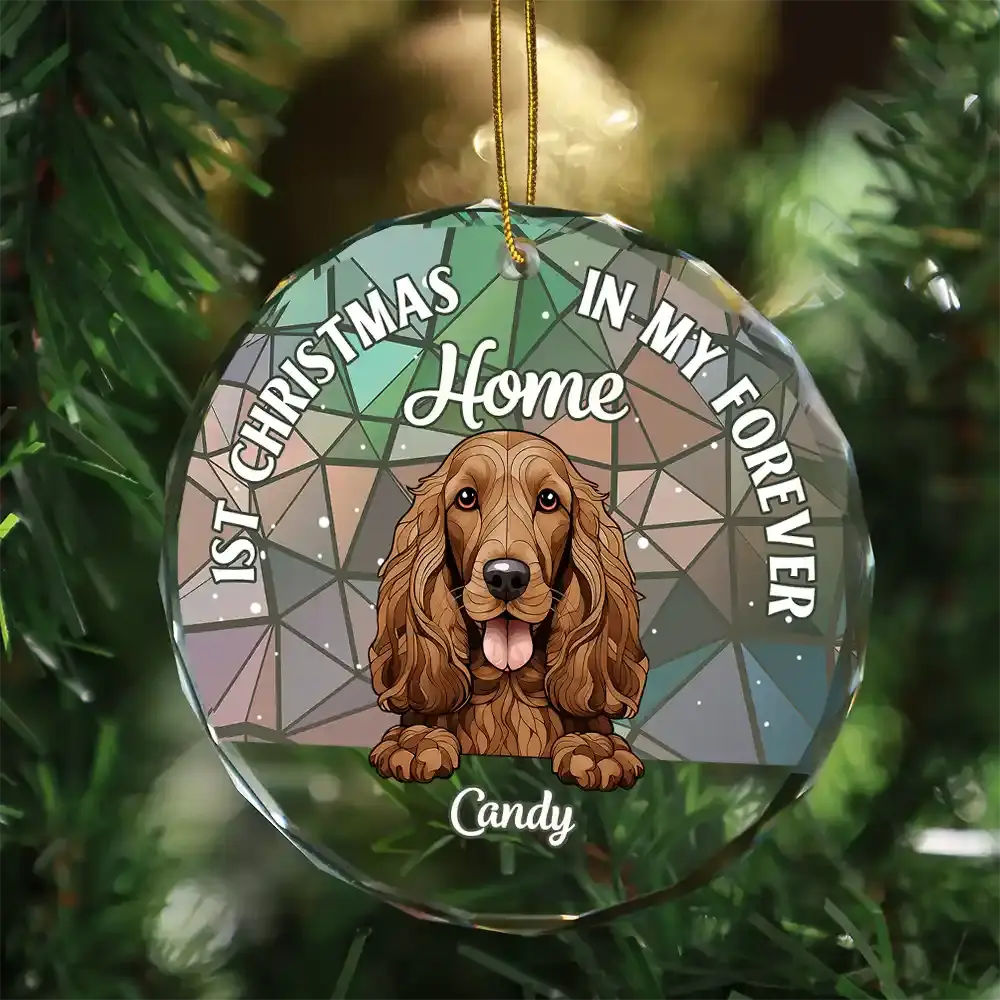 First Christmas In My Forever Home Stained Glass - Personalized Circle Acrylic Ornament Ornament The Next Custom Gift