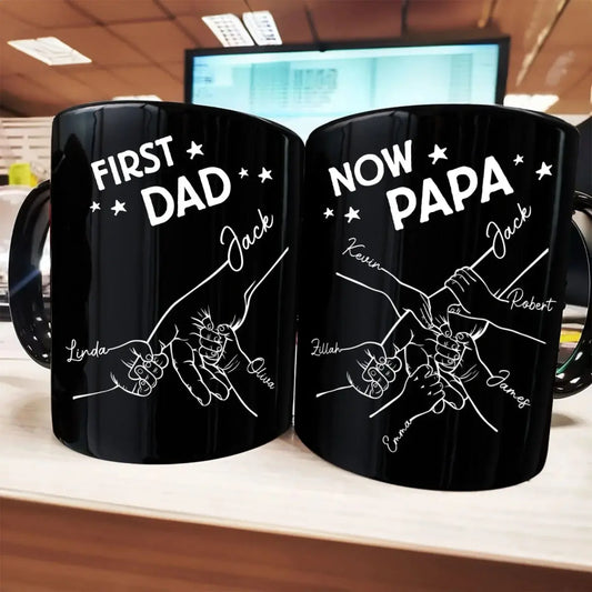 First Dad Now Grandpa Fist Bump - Personalized Mug mug The Next Custom Gift