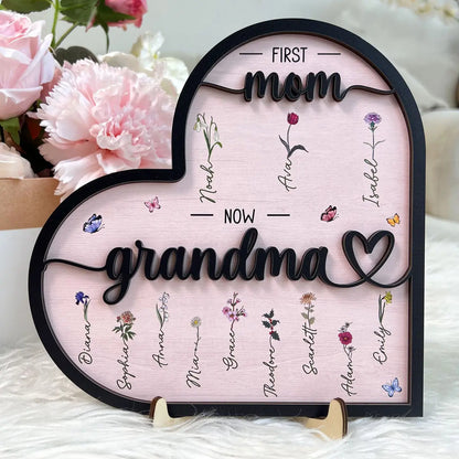 First Mom Now Grandma - Personalized Wooden Plaque Wooden Plaque The Next Custom Gift