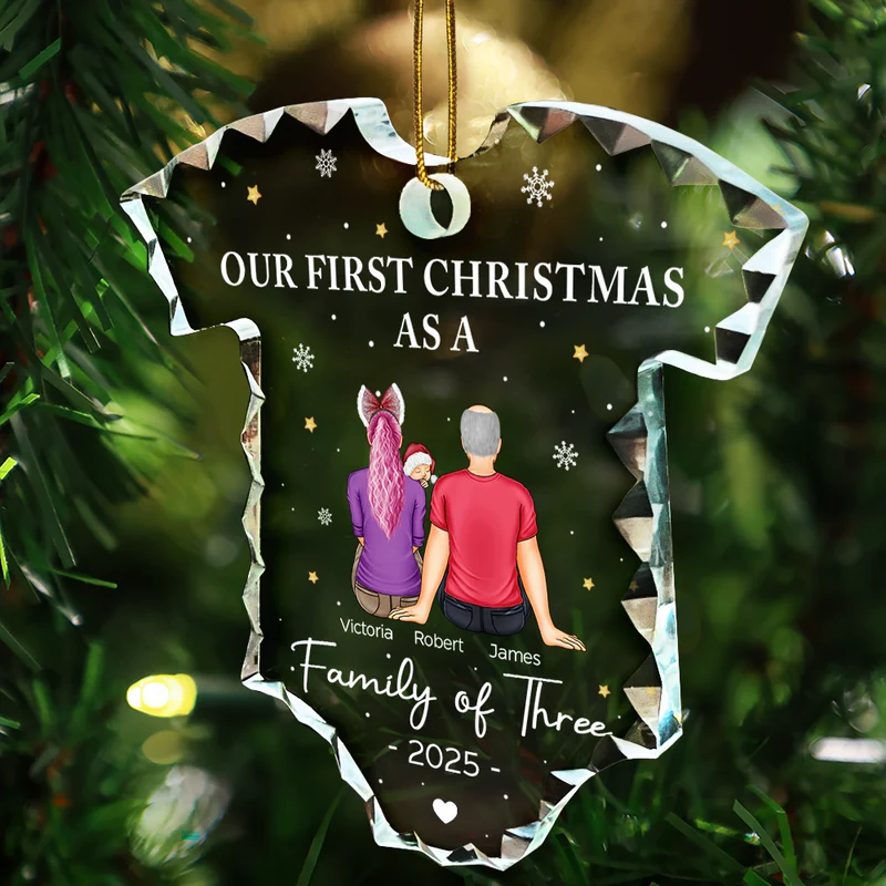 First Christmas As A Family - Personalized Onesie Shaped Acrylic Ornament