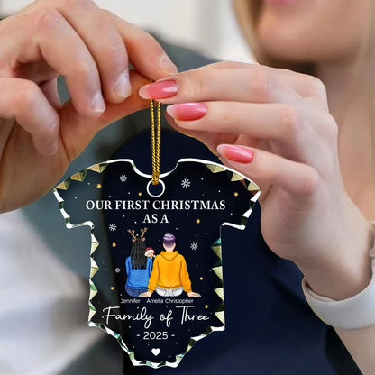 First Christmas As A Family - Personalized Onesie Shaped Acrylic Ornament