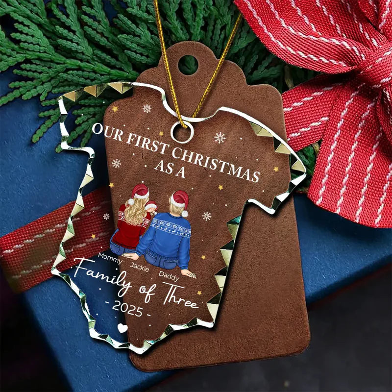 First Christmas As A Family - Personalized Onesie Shaped Acrylic Ornament