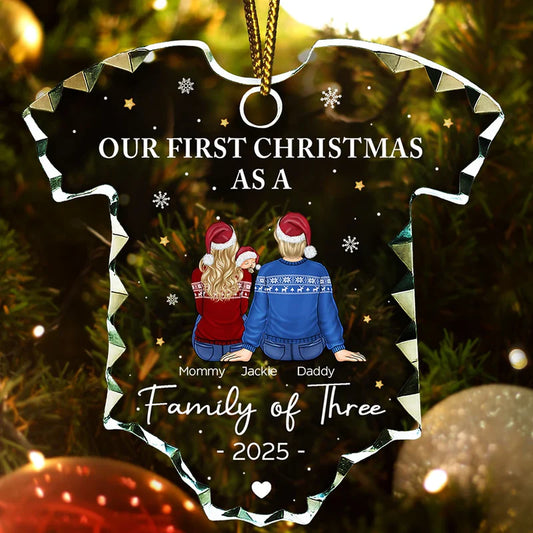 First Christmas As A Family - Personalized Onesie Shaped Acrylic Ornament