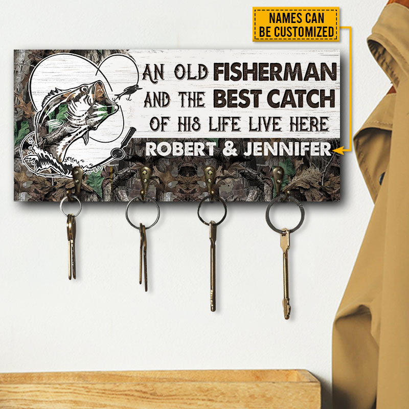 Fishing Couple Fisherman And Best Catch Personalized Custom Wood Key Holder