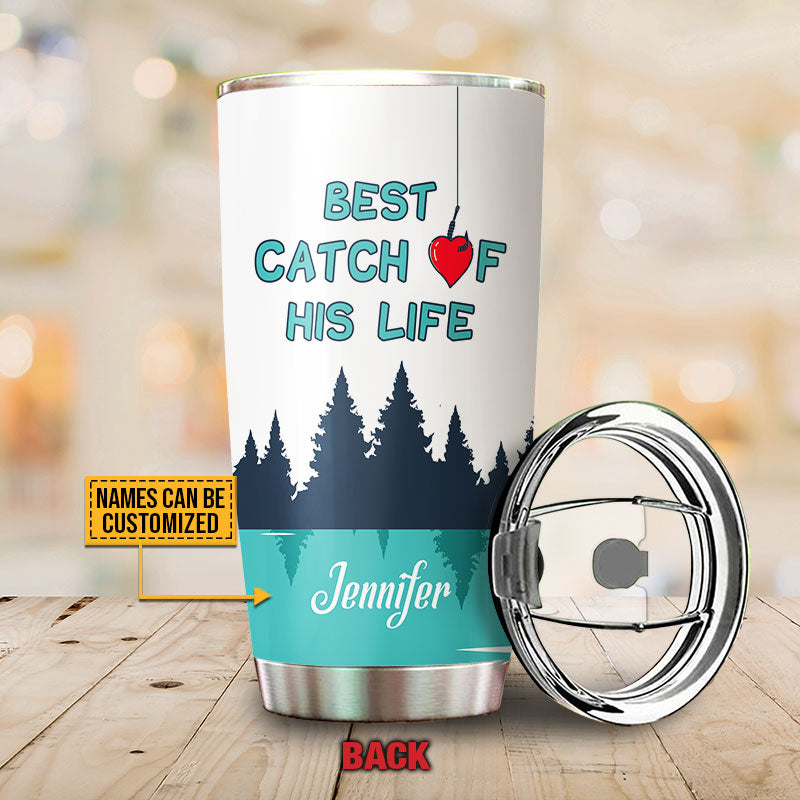 Fishing Couple Great Fisherman And His Best Catch, Couple Gift, Custom Tumbler