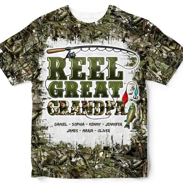 Fishing Lovers - Grandpa Fishing Camo - Personalized all-Over Print T-shirt (BU) Shirts & Tops The Next Custom Gift