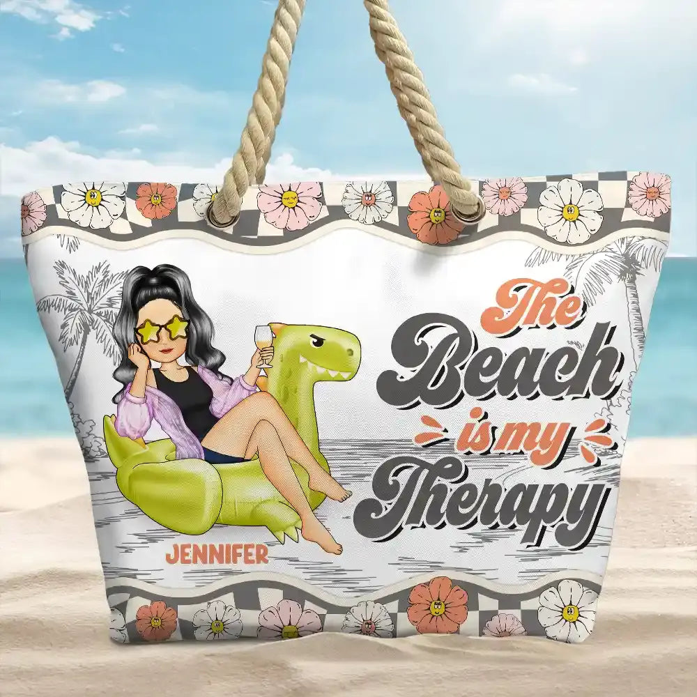 Flamingo Float Just A Girl Who Loves Beach - Personalized Beach Bag Beach Bag The Next Custom Gift