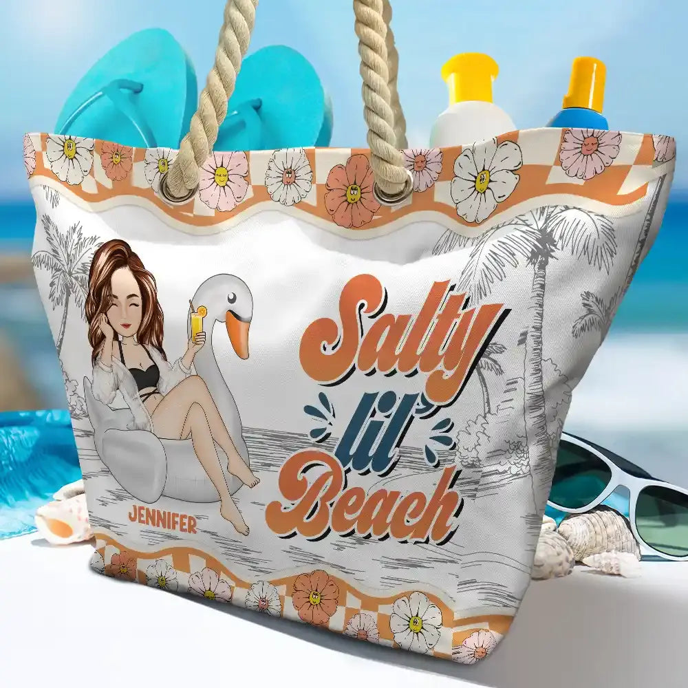 Flamingo Float Just A Girl Who Loves Beach - Personalized Beach Bag Beach Bag The Next Custom Gift